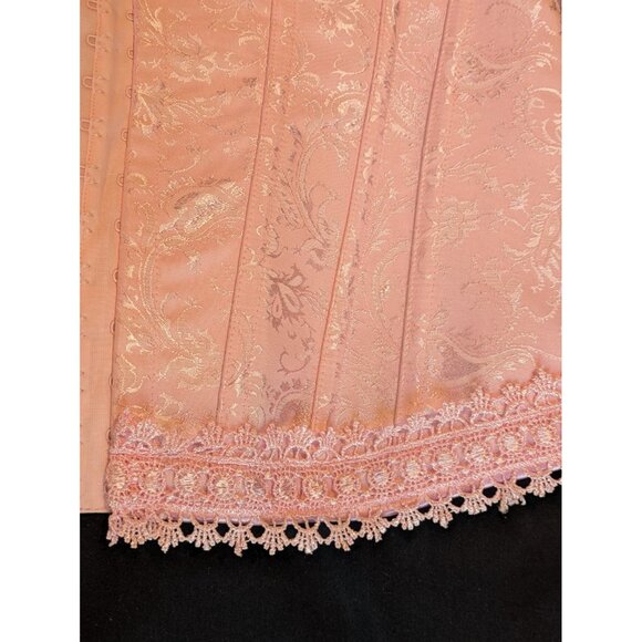 iCollection Pink Jacquard Corset Bustier with Boning Lace Up Back Size 40 - Picture 3 of 11